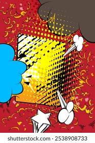 Cartoon Background, comic book exploding backdrop. Retro vector comics pop art design.