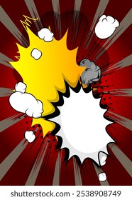 Cartoon Background, comic book exploding backdrop. Retro vector comics pop art design.
