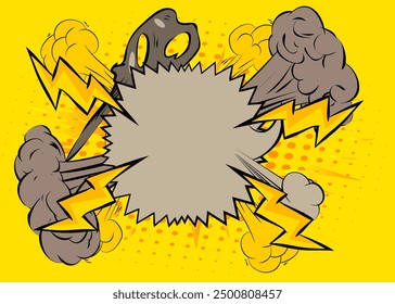 Cartoon background, comic book gray and yellow retro vector comics pop art design.