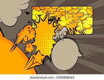 Cartoon background, comic book gray and yellow retro vector comics pop art design.