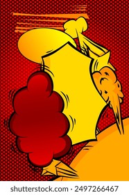 Fondo de dibujos animados, fondo rojo y amarillo del cómic. Diseño de arte pop de cómics de Vector retro.