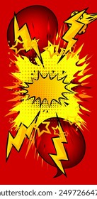 Cartoon background, comic book red and yellow backdrop. Retro vector comics pop art design.
