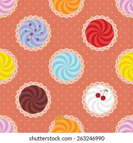 Cartoon background. Cupcakes