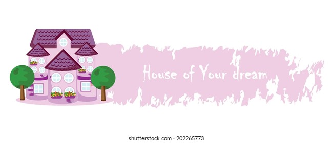 Cartoon background with cute house 
