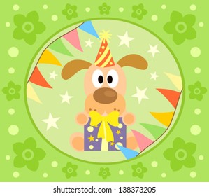 Cartoon  background  with funny dog