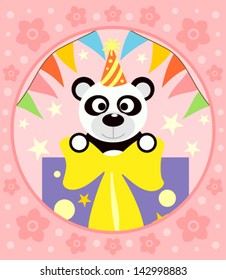 Cartoon  background  with funny panda