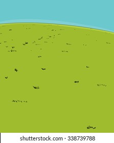 Cartoon background of grassy hill with no people