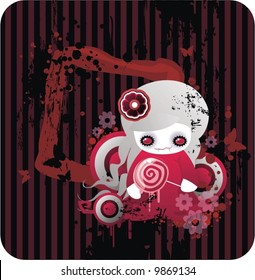 cartoon background with little vampire and frame for text