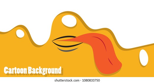 Cartoon Background With Mouth, Tongue And Abstract Snow Background. Design Concept For Placards, Banners, Presentations, Reports, Card And Wallpaper. Vector Illustration. Eps 10 