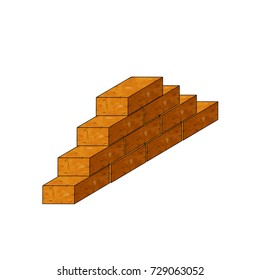 cartoon background the pyramid of bricks building block