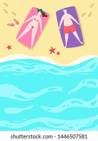 Cartoon  background of sea shore. Vector illustration. 