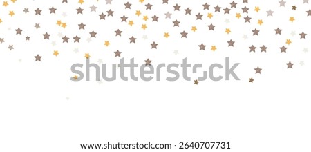 Cartoon background showing golden tiny stars falling from the sky vector illustration. Dreamy, festive illustration for magic, elegant designs or holiday cards