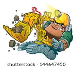 Cartoon Backhoe Driver with Helmet Lamp