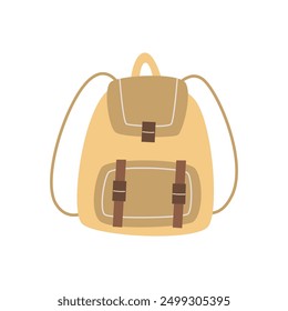 Cartoon backpack. camping thematic element. Colorful vector illustration, flat style. design for cards, print, poster, cover