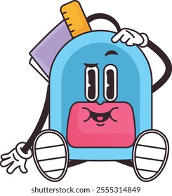 Cartoon Backpack School Character Vector Illustration