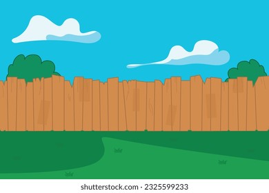 Cartoon backyard landscape. Vector illustration.