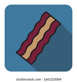 cartoon bacon icon, flat icon of bacon, bacon one of the poppula food.