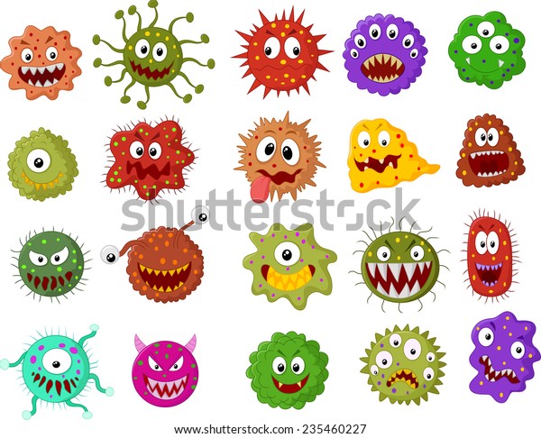 Cartoon Bacteria Collection Set Stock Vector (Royalty Free) 235460227