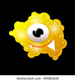 Cartoon bacteria, fun character, cute monster with shapes, colors and facial expression. Funny virus cell and microbe. Cartoon design. Vector isolated on white background.