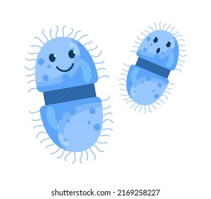 Cartoon Bacteria or Germ Funny Character. Vector illustration