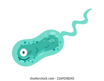 Cartoon Bacteria or Germ Funny Character. Vector illustration