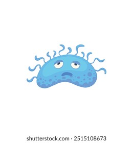 Cartoon bacteria mascot. Virus character, bacterias with funny face. Color microbe and disease virus isolated vector illustration icon. Monster creature organism, bacteria and microbe on background