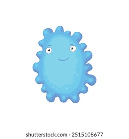 Cartoon bacteria mascot. Virus character, bacterias with funny face. Color microbe and disease virus isolated vector illustration icon. Monster creature organism, bacteria and microbe on background