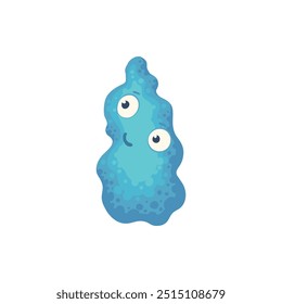 Cartoon bacteria mascot. Virus character, bacterias with funny face. Color microbe and disease virus isolated vector illustration icon. Monster creature organism, bacteria and microbe on background