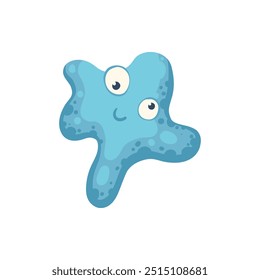 Cartoon bacteria mascot. Virus character, bacterias with funny face. Color microbe and disease virus isolated vector illustration icon. Monster creature organism, bacteria and microbe on background