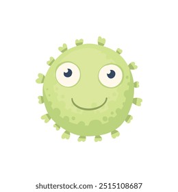 Cartoon bacteria mascot. Virus character, bacterias with funny face. Color microbe and disease virus isolated vector illustration icon. Monster creature organism, bacteria and microbe on background