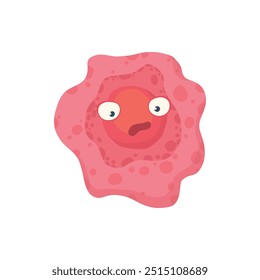 Cartoon bacteria mascot. Virus character, bacterias with funny face. Color microbe and disease virus isolated vector illustration icon. Monster creature organism, bacteria and microbe on background