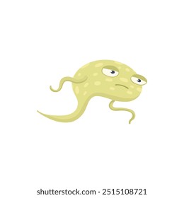 Cartoon bacteria mascot. Virus character, bacterias with funny face. Color microbe and disease virus isolated vector illustration icon. Monster creature organism, bacteria and microbe on background