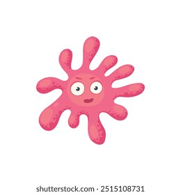 Cartoon bacteria mascot. Virus character, bacterias with funny face. Color microbe and disease virus isolated vector illustration icon. Monster creature organism, bacteria and microbe on background