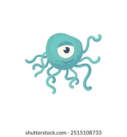 Cartoon bacteria mascot. Virus character, bacterias with funny face. Color microbe and disease virus isolated vector illustration icon. Monster creature organism, bacteria and microbe on background