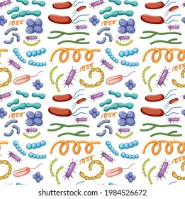Cartoon Bacteria and Virus Seamless Pattern  illustration