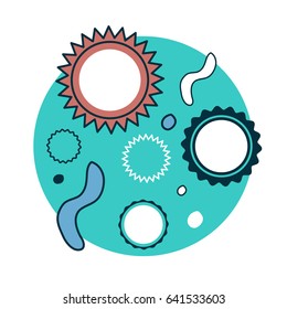 Cartoon Bacteria and viruses under microscope