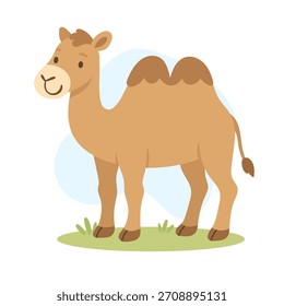 Ilustración vectorial de bactriancamel de dibujos animados. Camello lindo aislado en el fondo blanco