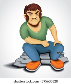 Cartoon Bad Boy Retro Angry Male Character