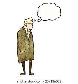 Karikatur schlechter temperierter Mann mit Gedankenblase