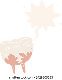 cartoon bad tooth with speech bubble in retro style
