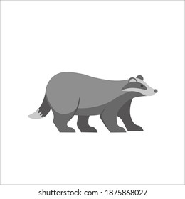 Cartoon badger on a white background.Flat cartoon illustration for kids.