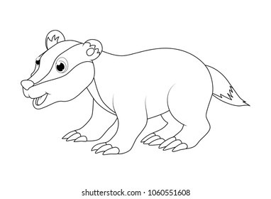 Cartoon Badger Outline Isolated On White Stock Vector (Royalty Free ...