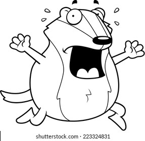 A cartoon badger running in a panic.