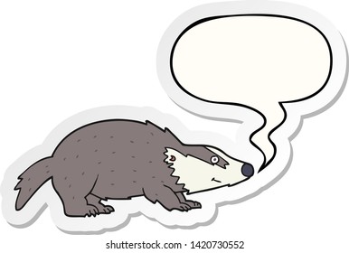 cartoon badger with speech bubble sticker