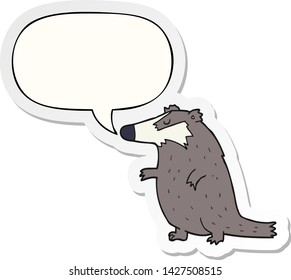 cartoon badger with speech bubble sticker