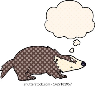 cartoon badger with thought bubble in comic book style