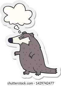 cartoon badger with thought bubble as a printed sticker