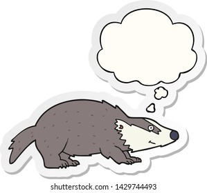 cartoon badger with thought bubble as a printed sticker