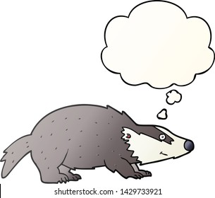 cartoon badger with thought bubble in smooth gradient style