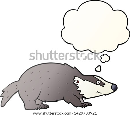 cartoon badger with thought bubble in smooth gradient style